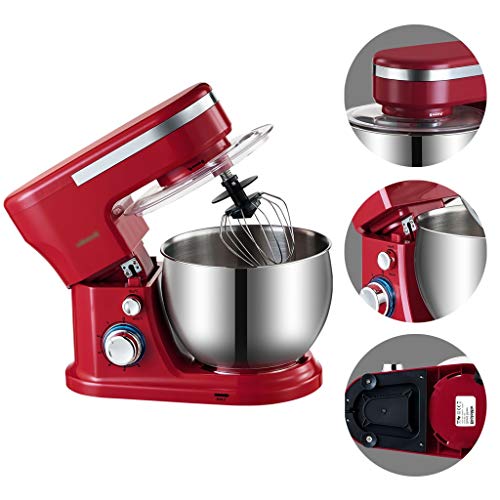 SWQG-Sartén 5L 6 Velocidades Batidora Amasadora  de Pie Acero Inoxidable Tazón 1200W Electrodomesticos Robot Cocina Mezcladores Crema de Huevo Batir Whip Pasta de Amasamiento de Mezclador Blender