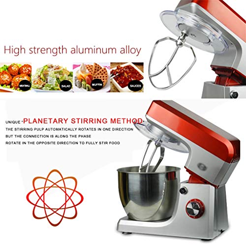 SWQG-Sartén Batidora Amasadora  Eléctrico de Gran Capacidad 7L Acero Inoxidable Tazón Automática Blender Huevo Batidor Máquina Chef Torta Pan Masa Mezclador con Cabeza Inclinable Mezclador 1200W