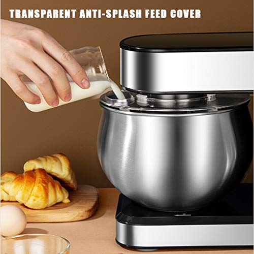 SWQG-Sartén Robot Cocina  Eléctrico Batidora Amasadora  6 Velocidades con Las Batidoras de Pie Acero Inoxidable 5.5L Bowl, el Gancho Amasador, Mezcla Batidor y Baten, 1200W