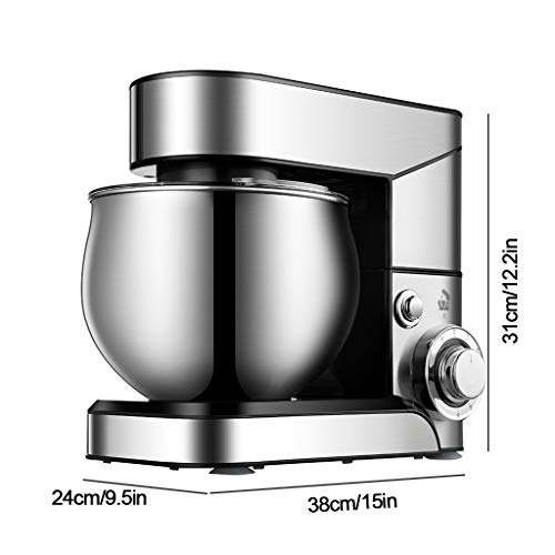 SWQG-Sartén Robot Cocina  Eléctrico Batidora Amasadora  6 Velocidades con Las Batidoras de Pie Acero Inoxidable 5.5L Bowl, el Gancho Amasador, Mezcla Batidor y Baten, 1200W
