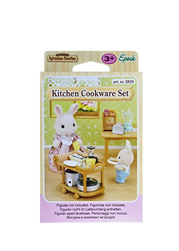 SYLVANIAN FAMILIES Children's Bedroom Furniture Mini muñecas y Accesorios, (Epoch para Imaginar 4254) + Animales Set Utensilios para Cocina (Epoch para Imaginar 5090)