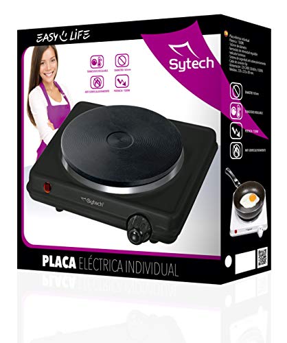Sytech Sy-Pe10Ng- Placa Eléctrica Individual de 1500W con Indicador, Color Negro