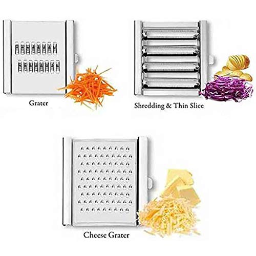 Syuantech Cortadora de Verduras Multiusos Pelador de Cocina Portátil Pelador de Acero Inoxidable Rallador para Patatas Fritas de Cebolla Picadora Manual de Alimentos 4 en 1