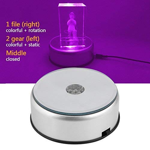 SYWAN 4"7 Base de Pantalla LED para Cristales Arte de Cristal Figuras Joyas 7 Colores Soporte de exhibición Giratorio con AC Adaptador