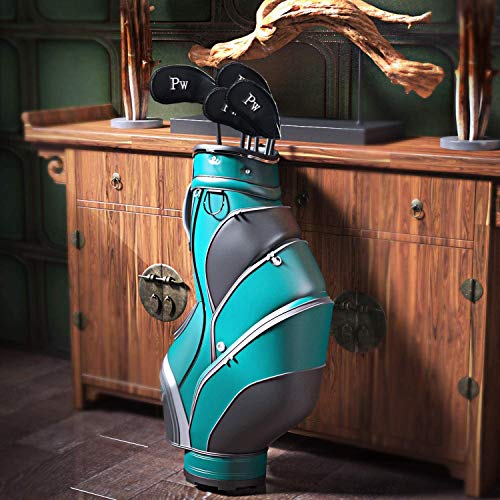 SZIYV Cubiertas 12pcs Palos de Golf Cabeza del Hierro, Hierro Número de Golf Cubierta de la Cabeza Conjunto de Piel Etiquetas 12pcs Tag Putter Golf Club Headcovers con número Protege la Caja Azul