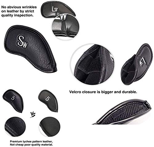 SZIYV Cubiertas 12pcs Palos de Golf Cabeza del Hierro, Hierro Número de Golf Cubierta de la Cabeza Conjunto de Piel Etiquetas 12pcs Tag Putter Golf Club Headcovers con número Protege la Caja Azul