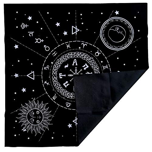 szlsl88 Mantel de Tarot de 19 Pulgadas, Tela de Tarot, Altar pagano Triple astrología Tela de Tarot Impresiones misteriosas Cubierta de Mesa de Tarot