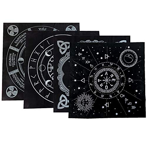 szlsl88 Mantel de Tarot de 19 Pulgadas, Tela de Tarot, Altar pagano Triple astrología Tela de Tarot Impresiones misteriosas Cubierta de Mesa de Tarot