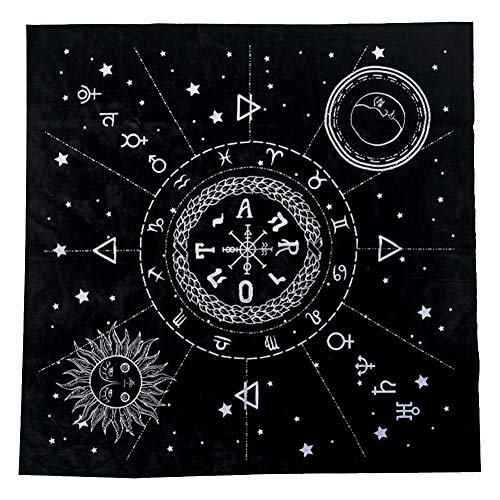 szlsl88 Mantel de Tarot de 19 Pulgadas, Tela de Tarot, Altar pagano Triple astrología Tela de Tarot Impresiones misteriosas Cubierta de Mesa de Tarot