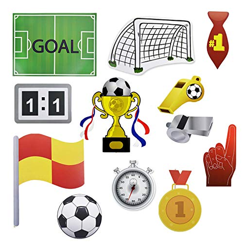 SZSMART 30pcs Fútbol Photo Props Fotocall, Accesorios de Fútbol Photo Booth Atrezzo Favorecer, Fiesta Deportiva Photo Booth Props Kit Decoraciones del Partido de Fútbol