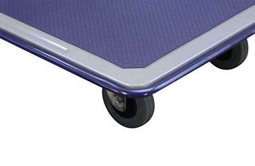 T-EQUIP PFW-150R - Carro de plataforma plegable con revestimiento antideslizante, capacidad 150 kg, carro de transporte, carro de mano, carrito, color plateado y azul