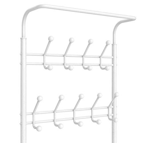 T-LoVendo TLV-PZ1 Perchero de Pie y Zapatero Estantería, Blanco, 65 x 35 x 15 cm