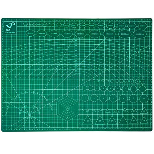 Tabla de Corte A2 Doble Cara 60 x 45cm Plancha de Corte 3 capas para Costura y Manualidades Base de Corte para Patchwork Cutting Mat, Color Verde