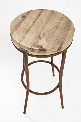 Taburete Metal y Madera TOM Óxidado Sam, Asiento de Madera, 77x35cm. Incluye Imán Personalizable de Regalo.
