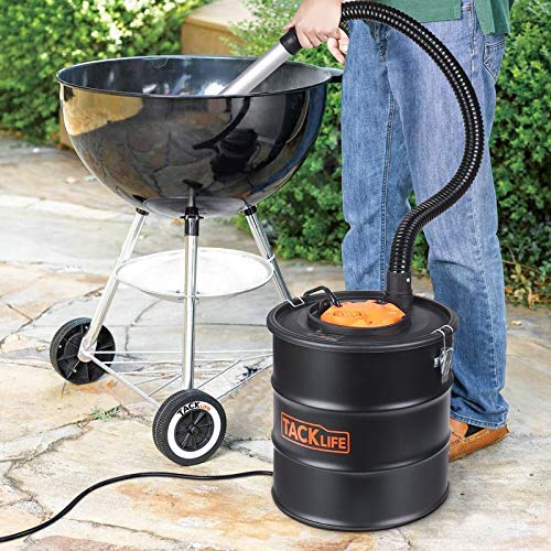 TACKLIFE Aspirador de Cenizas, 800W, 18L Colector de Polvo, Soplador 140W, 1.3M Tubo Flexible + 0.2M Tubo Aluminio, Cable 5M, Para Chimeneas, Estufas y Quemadores de Madera - PVC03A