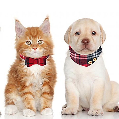 Tacobear 2 Pieza Collar Perro Pequeño Collares para Perros Cuero Collares para Gato Ajustable Perrito Collar Pañuelo Rojo Corbata para Perro pequeño, Cachorro, Gato, Mascota