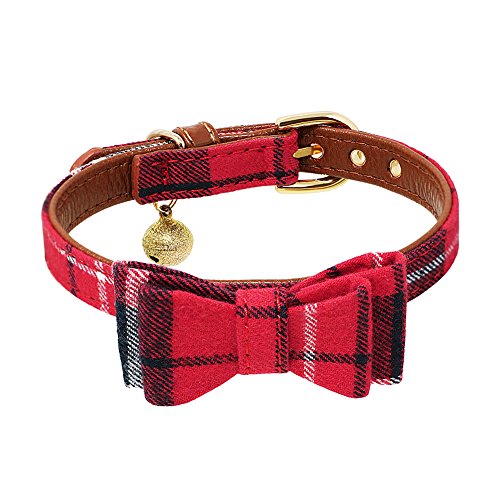 Tacobear 2 Pieza Collar Perro Pequeño Collares para Perros Cuero Collares para Gato Ajustable Perrito Collar Pañuelo Rojo Corbata para Perro pequeño, Cachorro, Gato, Mascota