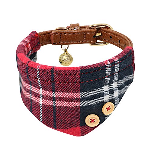 Tacobear 2 Pieza Collar Perro Pequeño Collares para Perros Cuero Collares para Gato Ajustable Perrito Collar Pañuelo Rojo Corbata para Perro pequeño, Cachorro, Gato, Mascota