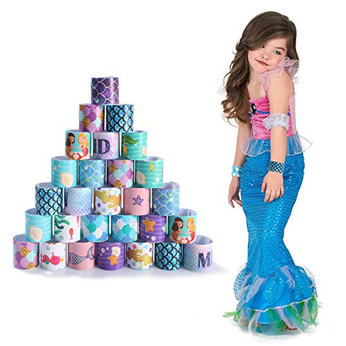 Tacobear 48 Piezas Sirena Slap Pulseras Niña Sirena Slap Bracelet Slap Bands Snap Pulsera Bofetada Juguetes Sirena Artículos de Fiesta Cumpleaños para Niños Niñas