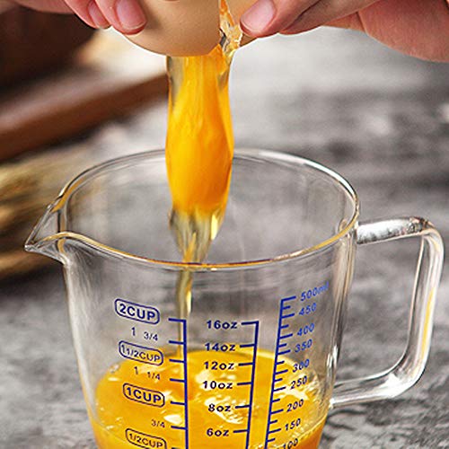 TAMUME 500ml Vasos y Jarra Medidora de Vidrio Microonda Taza de Medir con Tapa (500ML)