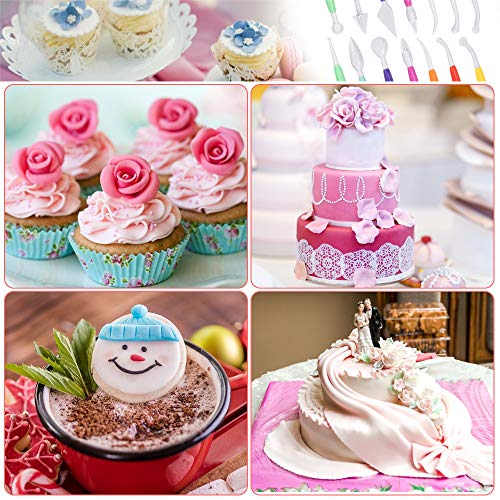TANCUDER 14 PCS Herramientas de Fondant de Gofrado Herramienta de Decoración de Modelado de Pasteles Herramientas de Escultura Multifuncional para Modelar Fondant Tartas Galletas
