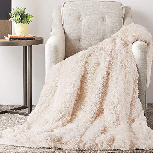 TAOCOCO Manta acogedora Manta de Piel Manta Viva Microfibra Manta de Microfibra Manta de Lana Manta de sofá Manta de Aire Acondicionado de día luz para sofá Cama (Blanco Crema, 160_x_200_cm)
