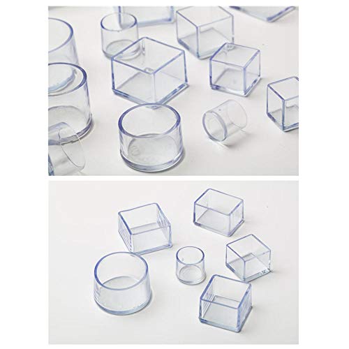 Tapas De Patas De Sillas Tapas De Patas De Sillas De Silicona Tazas Almohadillas Muebles Cubiertas De Mesas Protectores De Pisos-Transparente_Cuadrado / 25 * 25 Mm / 24 Piezas