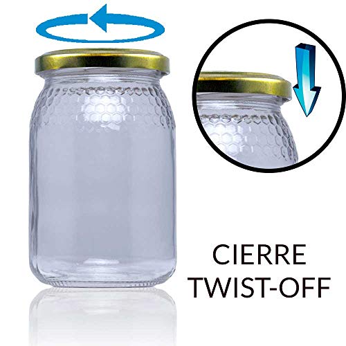 Tapas Rioja 380 ml (1/2 kg) -Medio Pack 25 u. Tarro de Cristal para Miel, Unidades
