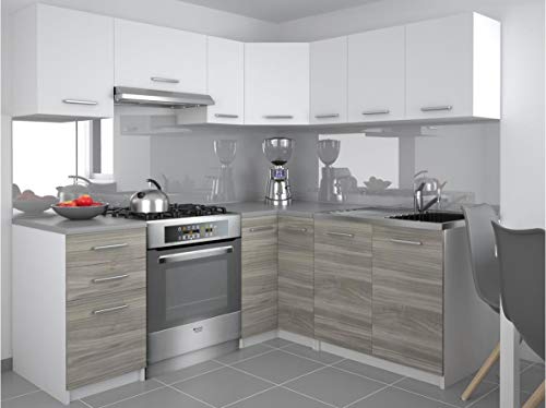 Tarraco Comercial Muebles de Cocina Completa Lidia Blanco/Gris 360 cm