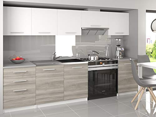 Tarraco Comercial Muebles de Cocina Completa Unica Blanco/Gris 240 cm