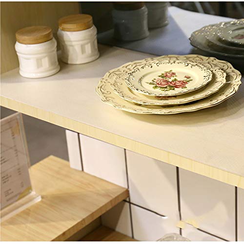 TATAFUN Protector Antideslizante Cocina 3 Rollos, Antibacterianas Mat Impermeable Estera del Refrigerador, Estantes el Gabinete Estera Cuttable, Forro de Cajón Reutilizable(Blanco)