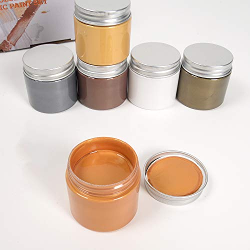 Tavolozza Pintura Acrílica Metalizada 6 colores, tubos de 60 ml, 2 fl.oz, estiroespuma, manualidades, pintura en madera, pinturas vibrantes para niños, adultos, principiantes y arte profesional