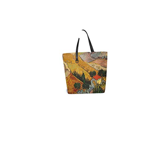 Taza Bolsa de asas con correa de peso ligero Monedero Bolsos de compras para mujeres Niñas Damas Bolsas de hombro para estudiantes Paisajismo Casa rural