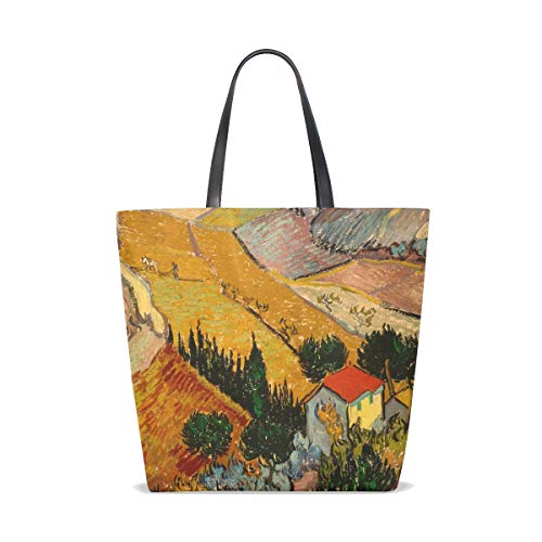 Taza Bolsa de asas con correa de peso ligero Monedero Bolsos de compras para mujeres Niñas Damas Bolsas de hombro para estudiantes Paisajismo Casa rural