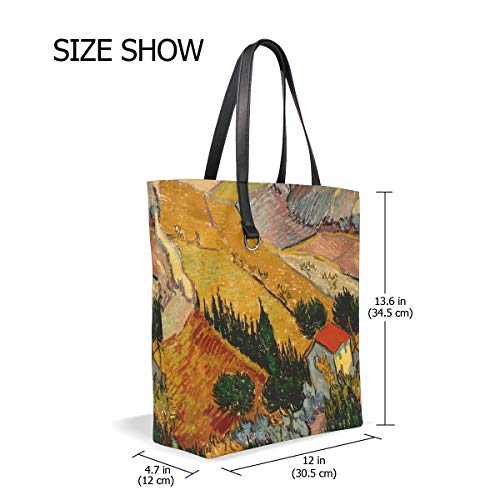 Taza Bolsa de asas con correa de peso ligero Monedero Bolsos de compras para mujeres Niñas Damas Bolsas de hombro para estudiantes Paisajismo Casa rural