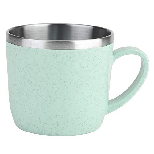 Taza de Paja de Trigo de Acero Inoxidable Frascos Térmicos Aislamiento Agua Jugo de Café Taza de Leche 220 ml(Verde)