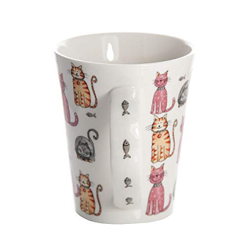Taza Mug de cerámica Porcelana para café té, Tazas Desayuno Originales Grandes Decorativas diseño de Gato Regalo para Gato y Amante de los Animales Cat Design Mug Gift for Animal Lovers