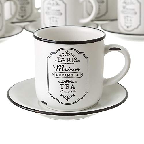 Tazas de café de cerámica negra vintage para cocina France - LOLAhome