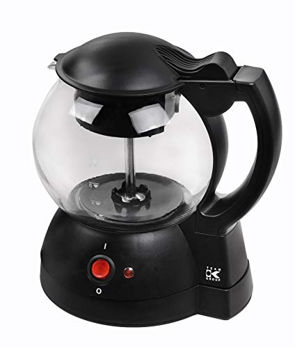 Team Kalorik Tetera y cafetera sin cables con capacidad de 1 L, Jarra de vidrio de forma redonda, 600 W, Negro, TKG TKB 1023 N