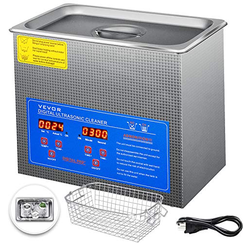 Tecmaqui Limpiador Ultrasónico Máquina para Limpieza Ultrasónica de Acero Inoxidable Limpieza con Ultrasonido Profesional con Temporizador de Calentador Digital Limpiador Ultrasónico de Joyería (3L)
