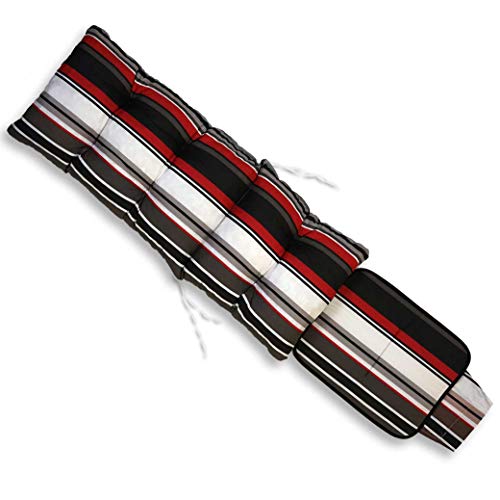 Tecnowell - Cojín muy acolchado para tumbona con carro - Ideal para exteriores e interiores - Apto para los tumbonas extraíbles - 100% fabricado en Italia - Color: rayado rojo, blanco y negro