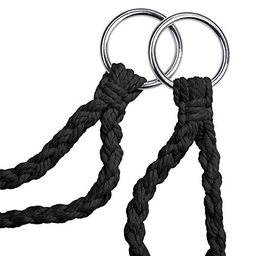 TecTake 800689 - Silla Colgante, Hamaca con Cojín, Estructura de Acero, Ideal para Jardín Exterior Terraza (Negro | No. 403115)