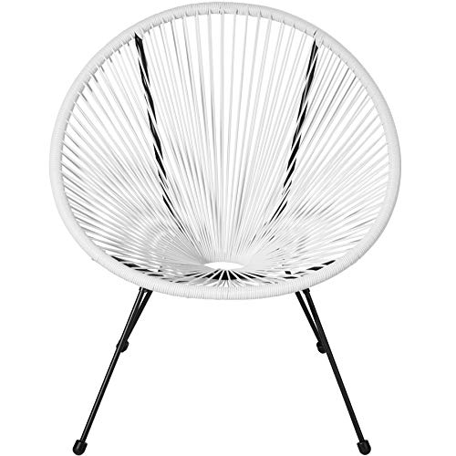 TecTake 800729 - Set 2X Sillas Acapulco, Sillones de Relax, Estilo Retro, Estructura de Acero, Ideal Patio Jardín Exterior Interior (Blanco | No. 403303)