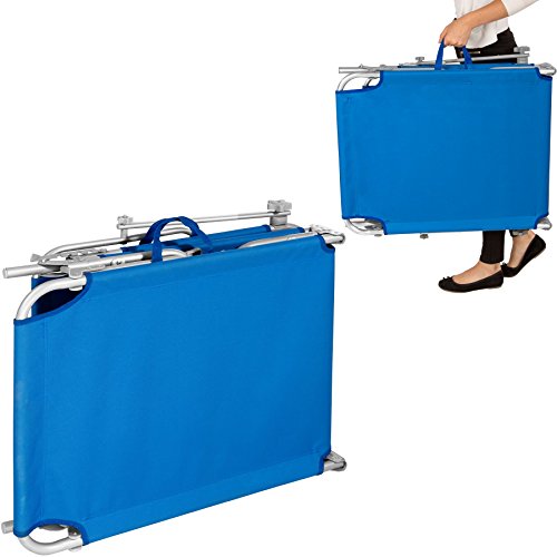 TecTake Conjunto de 2 Cama Hamaca Tumbona Aluminio Plegable con Parasol (Azul | no. 401553)