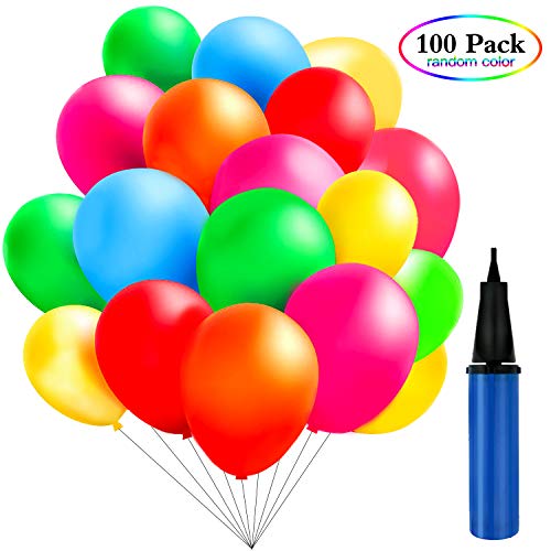 TedGem 100 Piezas Multicolores Globos con bomba de Decoracion de Fiesta pare 100 Globos de Fiesta de Colores Diversos,coloridos globos