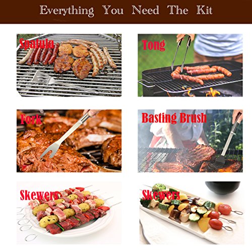 TEENO Utensilios Barbacoa, Barbacoa Parrilla Herramientas Acero Inoxidable Kit Barbacoa