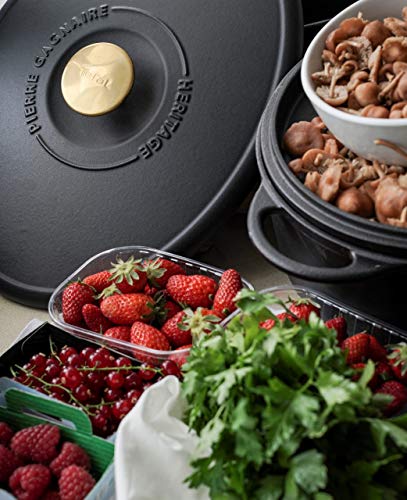 Tefal Heritage Cacerola 29 cm, Hierro Fundido, 7,5 litros, Tapa potenciadora de condensación, retención del Calor, Fuego Lento, guisos, caramelización, Apto para Todo Tipo de cocinas, Cast Iron