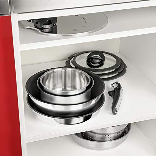 Tefal Ingenio Preference L9409042 - Set de sartenes 22/26 cm y mango, exterior acero inoxidable, thermo-spot, apto tipo de fuegos y inducción, apto para horno, antiadherente titanium