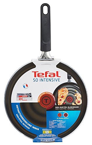Tefal So Intensive D50310 Sartén para Crepes Alrededor - Cacerola (Alrededor, Sartén para Crepes, Negro, Fuerza de Titanio, 175 °C, Thermo-Spot)