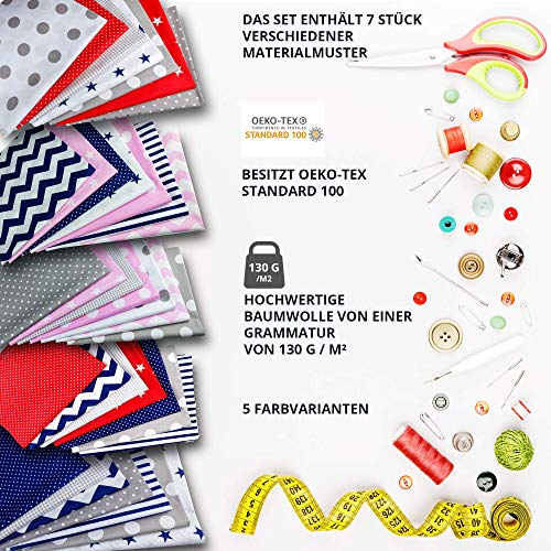 Tela algodon Telas Patchwork 7 piezas 50 x 80 cm - Retales Tela para coser, Telas decorativas Costura y Manualidades por metros OEKO-TEX